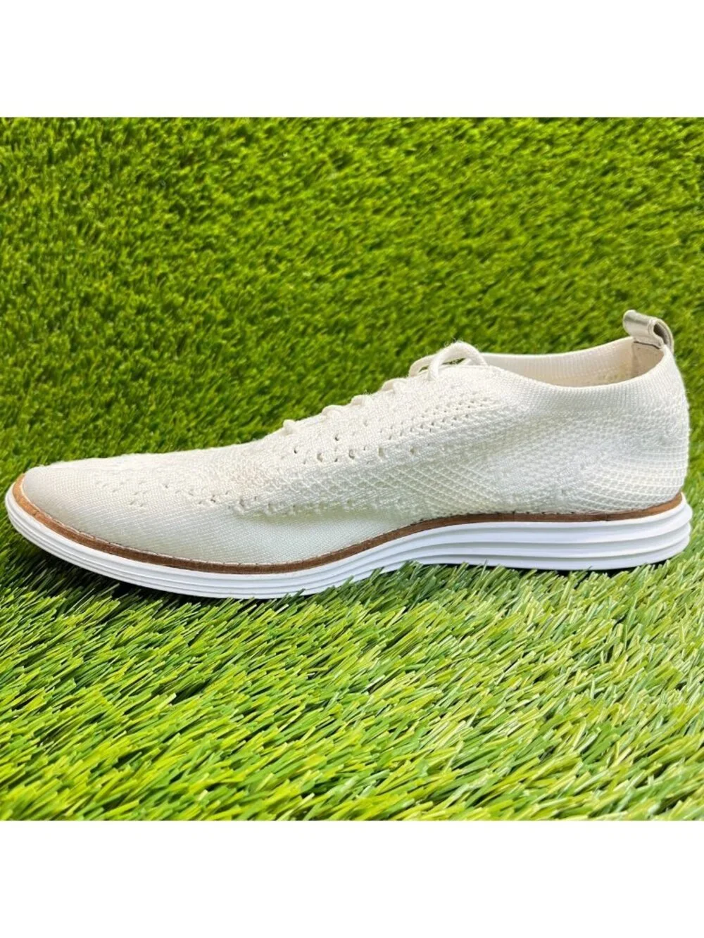 Cole Haan Original Grand Womens Size 7.5 Ivory Stitchlite Wingtip Oxford Shoes